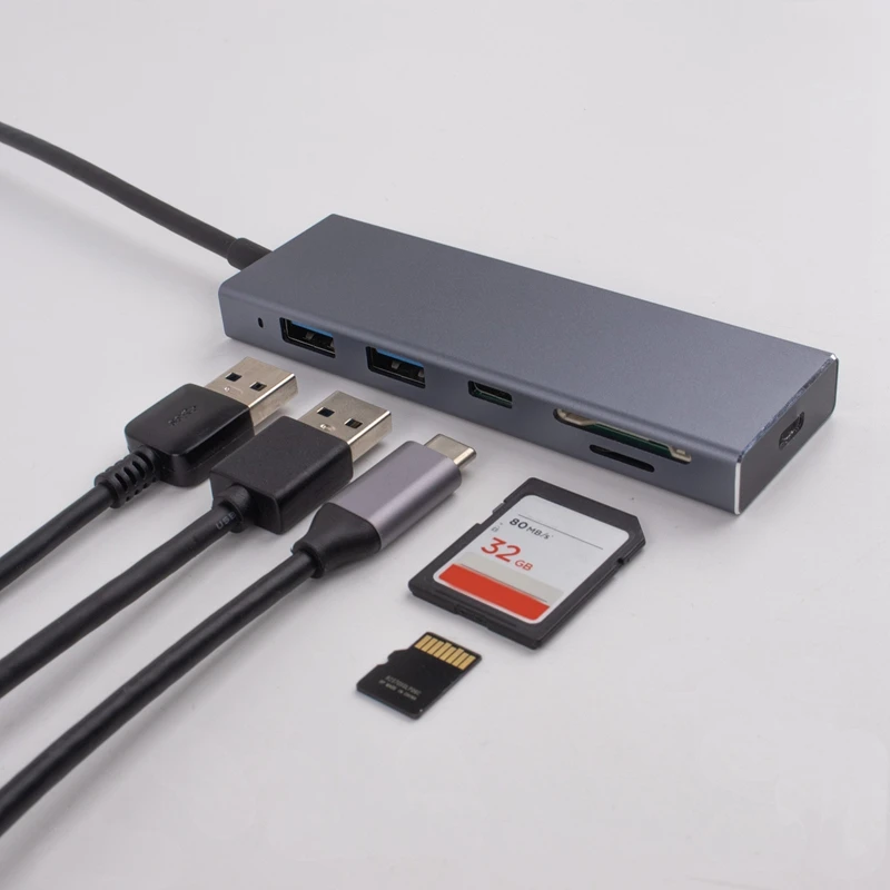 

Multiport 6 in 1 USB C Hub Type-C SD TF Card Reader USB 3.0 Adapter Dongle for Pro Devices