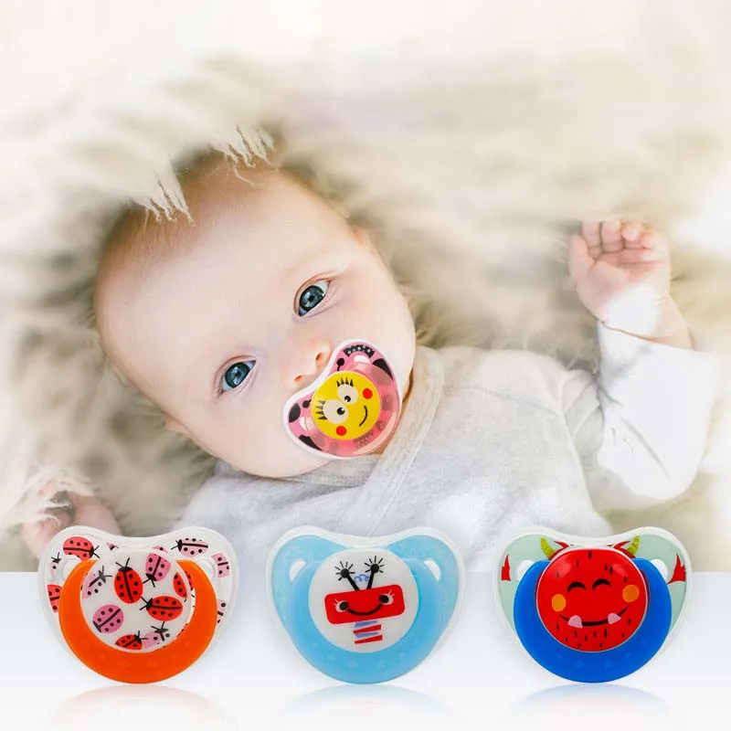 

Baby Pacifier with Antidust Lid Round Flat Pacifier Infant Toddler Baby Pacifier Silicone Nipple Soother Care Accessory