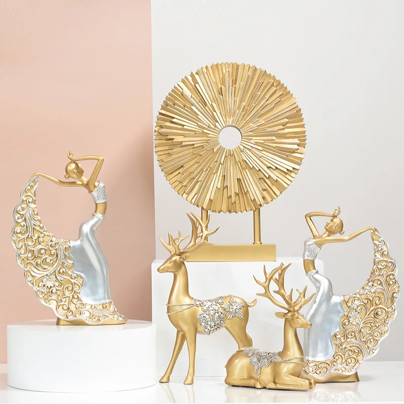 Роскошные золотые фигурки наборы для украшения дома свадебные подарки из смолы