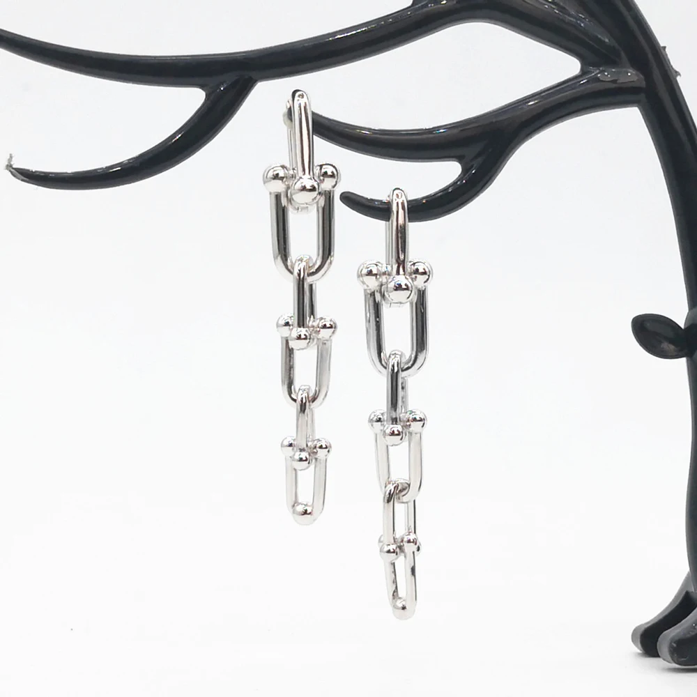 

S925 Sterling Silver Earrings Brand New U Shaped Letters Buckle Earrings Luxury Nobility Fine Jewelry Gifts For Female Lovers