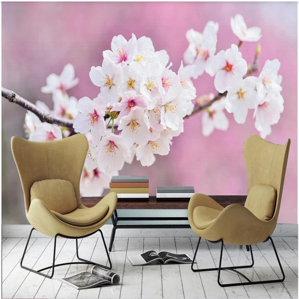 

3d wallpapers beautiful hand-painted pink peach wallpapers blossom European 3d stereoscopic wallpaper