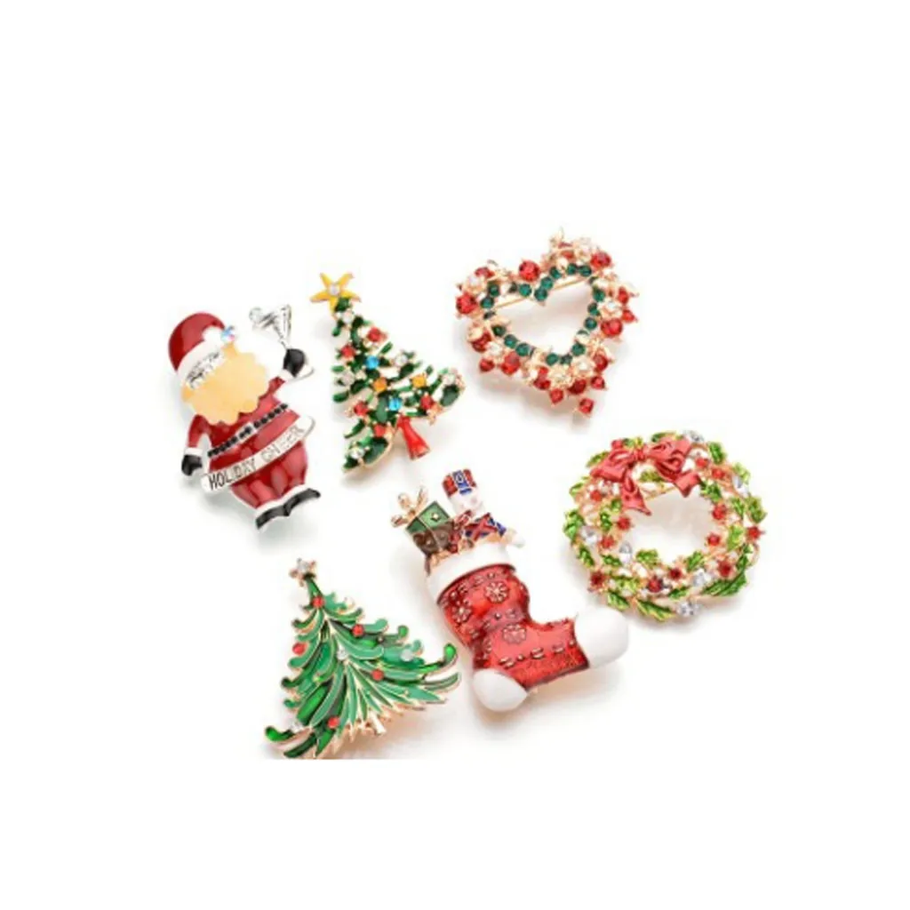 Счастливого Рождества броши булавки милый Санта Клаус шляпа перчатки