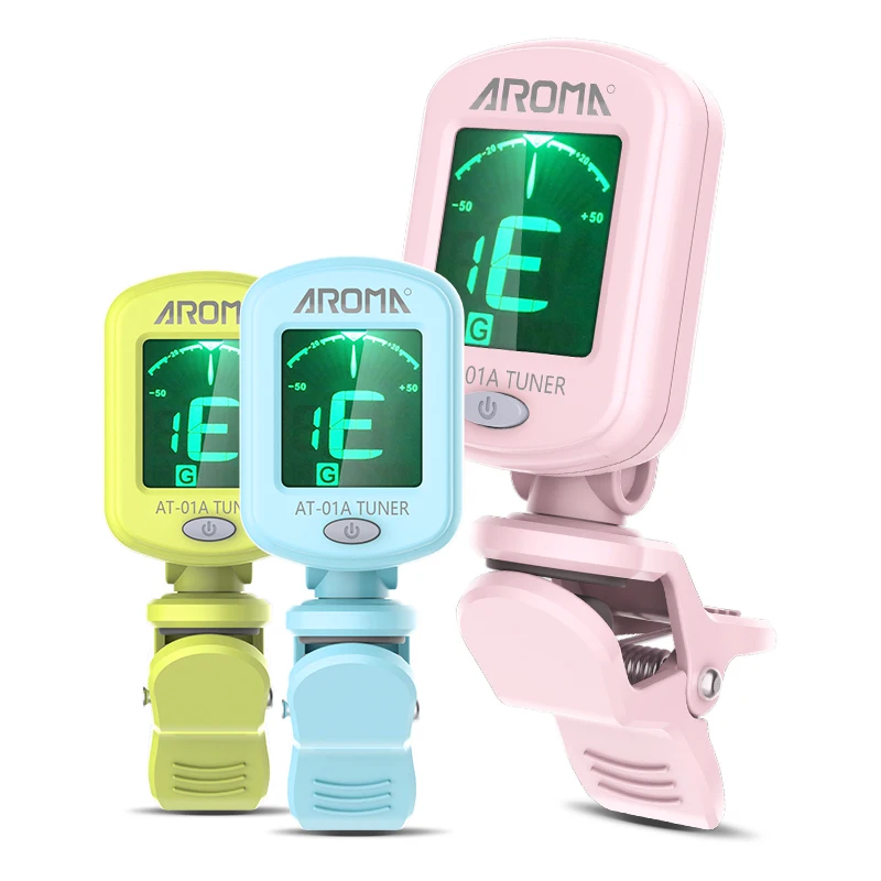 

AROMA AT-01A Guitar Tuner Rotatable Clip-on Tuner LCD Display for Chromatic Acoustic Guitar Bass Ukulele Black Guitar Parts