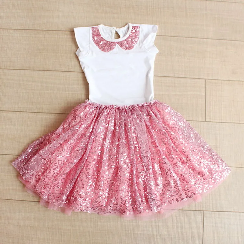 Детская футболка с блестками и юбка костюмы для маленьких девочек принцесса до