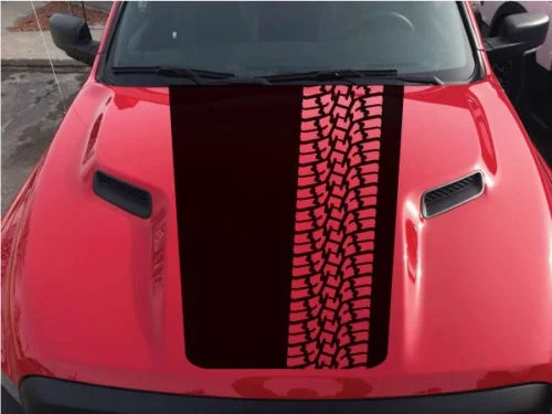 

For Dodge Ram Tire Tracks Rebel Hood Logo Truck Vinyl Decal Graphic SUV Pickup Track