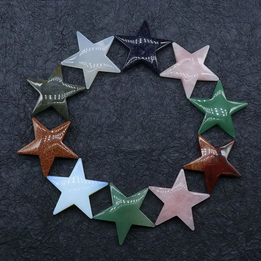 Healing Crystal Stars Handmade Craved Palm Worry Stone Chakra Reiki Balancing Charms Ornaments Display 32/45 for Jewelry Making
