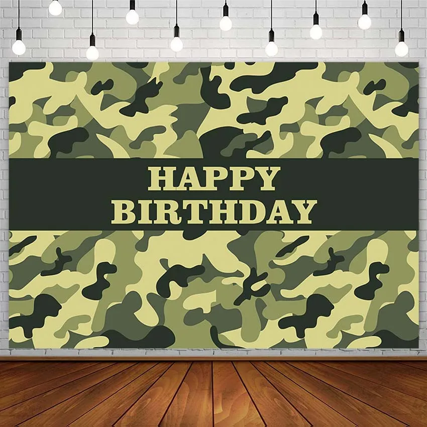 

Avezano в стиле веселого дня рождения с камуфляжным принтом Вечерние Ребенок фотография фон для студийной фотосъемки для мальчиков в облаках и...