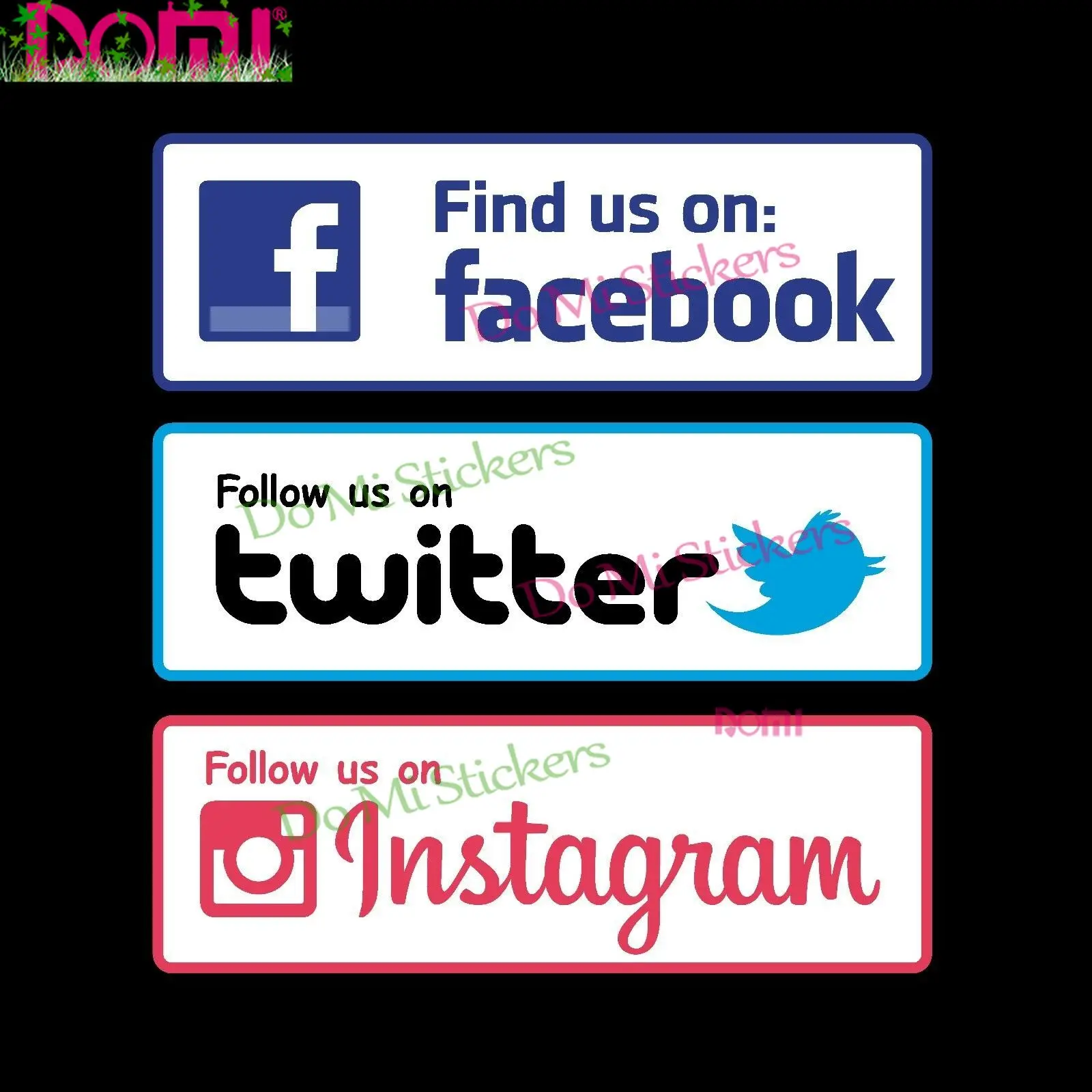 

Facebook Twitter Instagram Logo Sticker Shop Window Van Car Sticker Decal Signs Car Sticker Windshield Racing Laptop Wall Vinyl