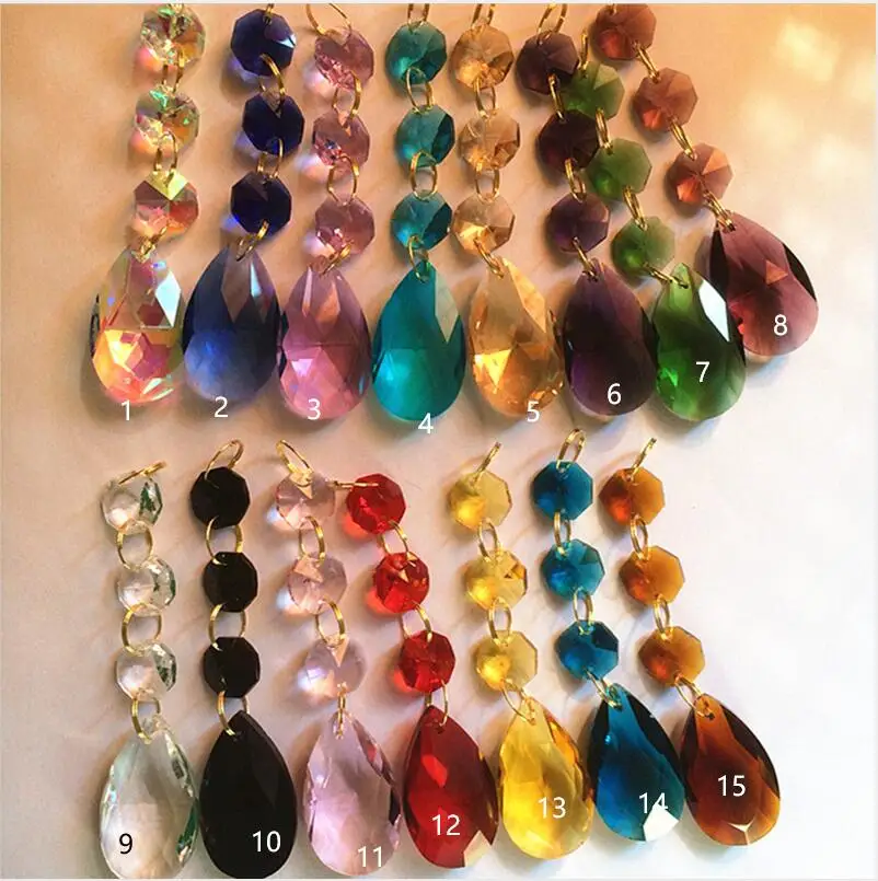 

Camal, 2 шт. (105 мм), 15 цветов, 38 мм, подвески с кристаллами, с восьмиугольными бусинами 14 мм, с золотыми кольцами, люстра-Ловец Солнца