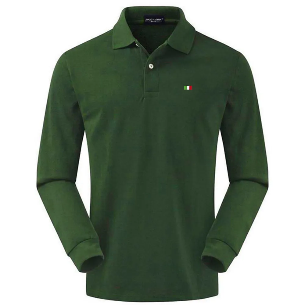 

100% Cotton Top Quality 2021 Spring Autumn Men's Polos Shirts Plus Size S-4XL Solid Color Long Sleeve Polo Homme Lapel Male Tops
