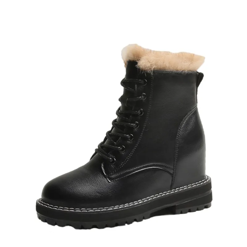 Женские мотоциклетные ботинки зимние теплые меховые кроссовки на платформе 7 5 см