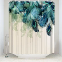 180x180cm watercolor decor shower curtain peacock feather pattern waterproof polyester fabric bathroom shower curtains