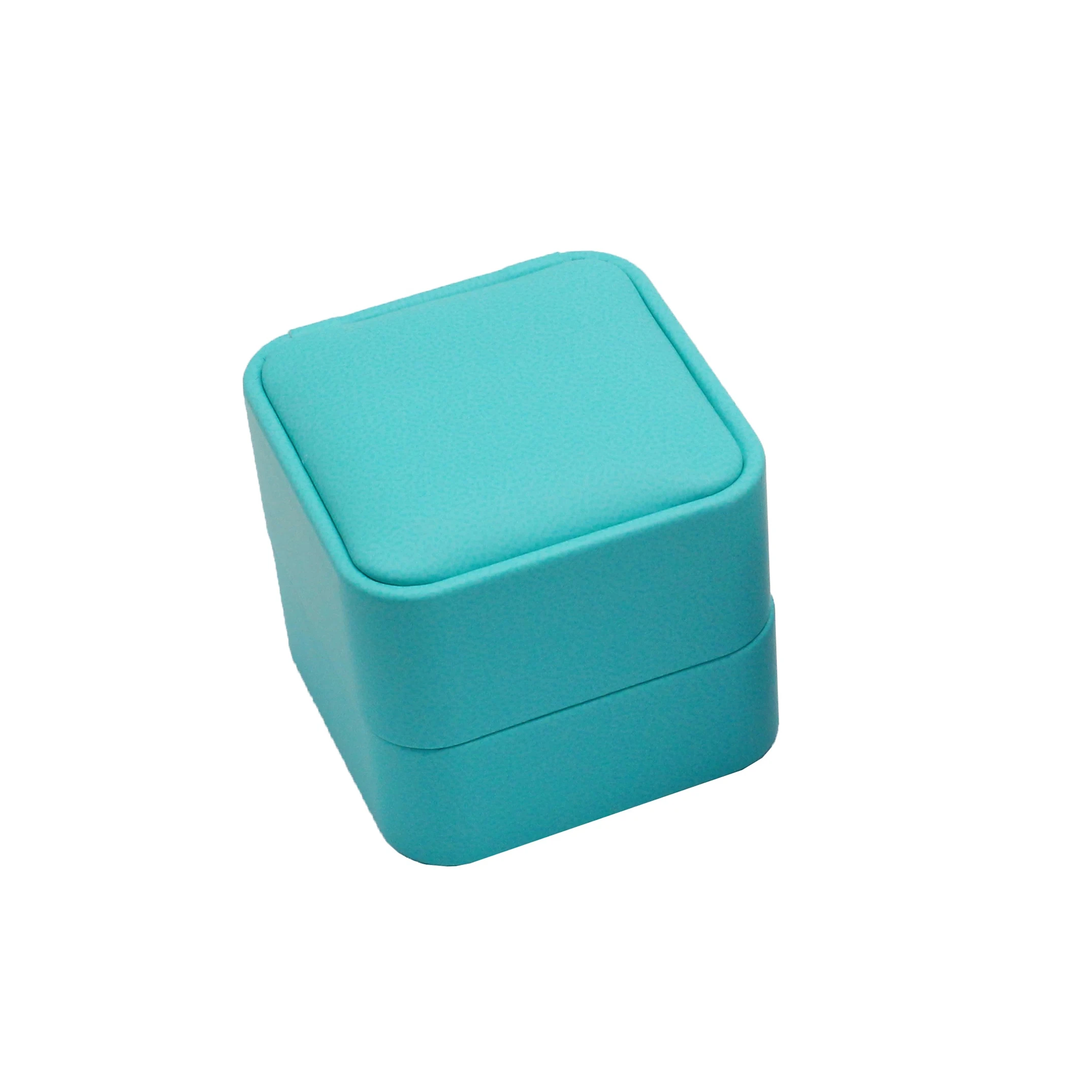 

High grade Leather ring box Squre Velvet blue color Jewelry Earrings Ring storage box Display box high quality