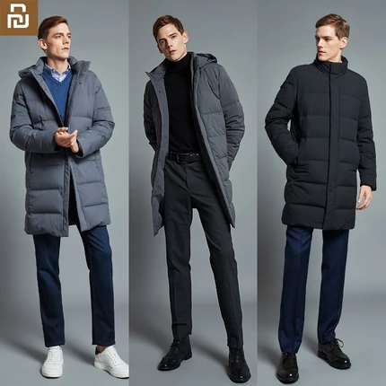 Новинка Мужская бесшовная длинная пуховая куртка Youpin цельный замок для тепла и