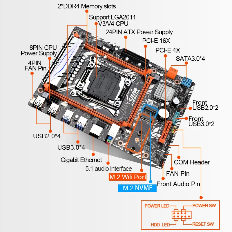 

X99 D4 & E5 2650 v3 & DDR4 8GB 2400MHZ *2 Combination Kit Motherboard Support Intel XEON E5 LGA2011-3 M.2 NVME USB3.0