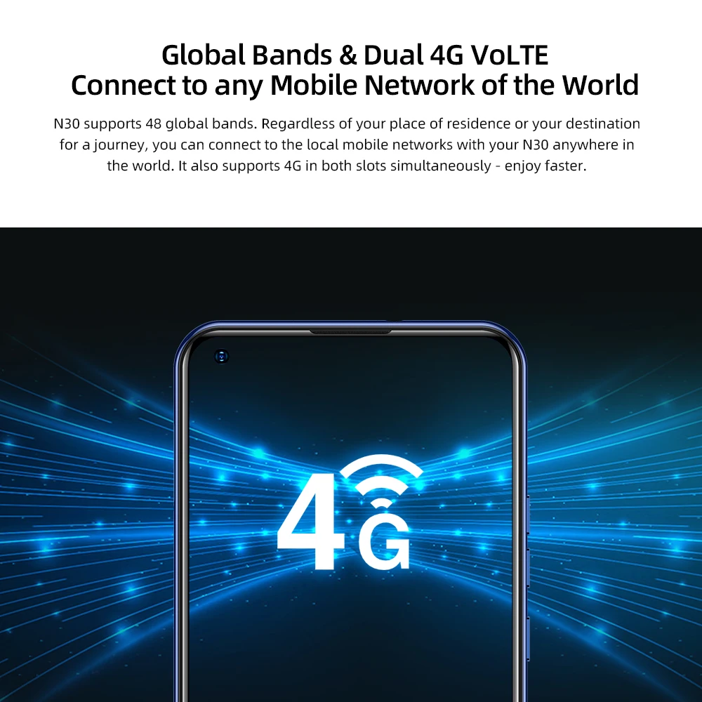 Сотовый телефон DOOGEE N30 полный нетком экран 6 55 дюйма четыре камеры 128 Гб ПЗУ