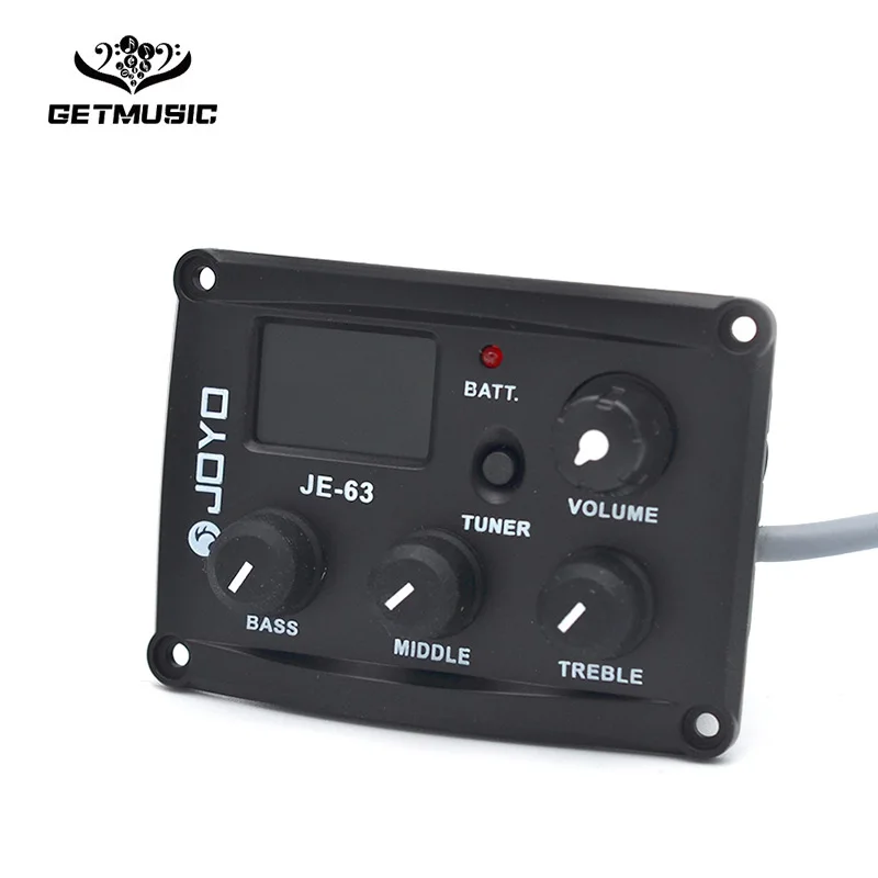 

Joyo JE-63 3 Bands Ukulele Equalizer EQ with Tuner for UK Guitar Pickup Black