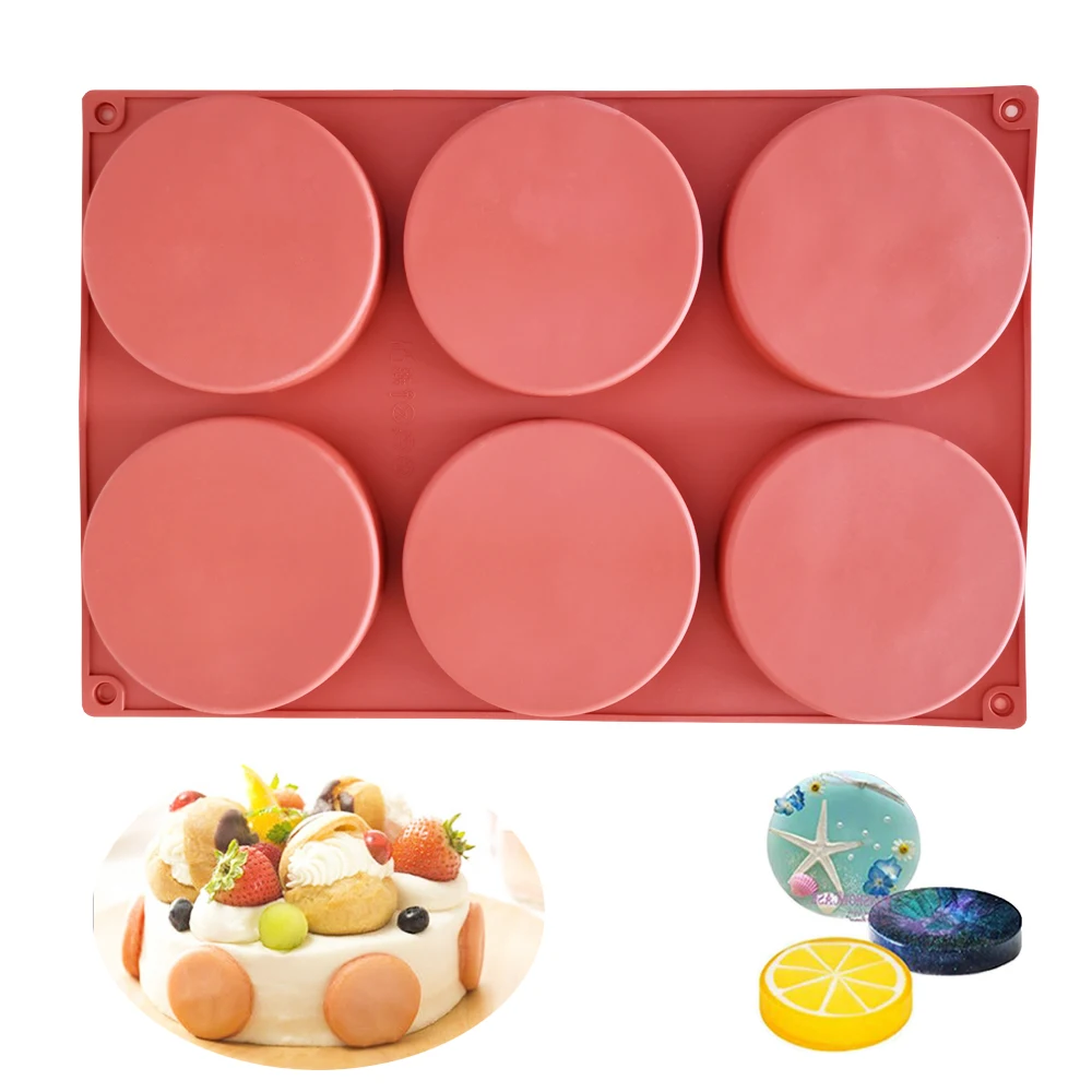 

New 6 Cavity Cylinder Silicone Cake Mold Cookies 3D DIY Handmade Kitchen Reuse Baking Tools Decorating Mousse Making Mould
