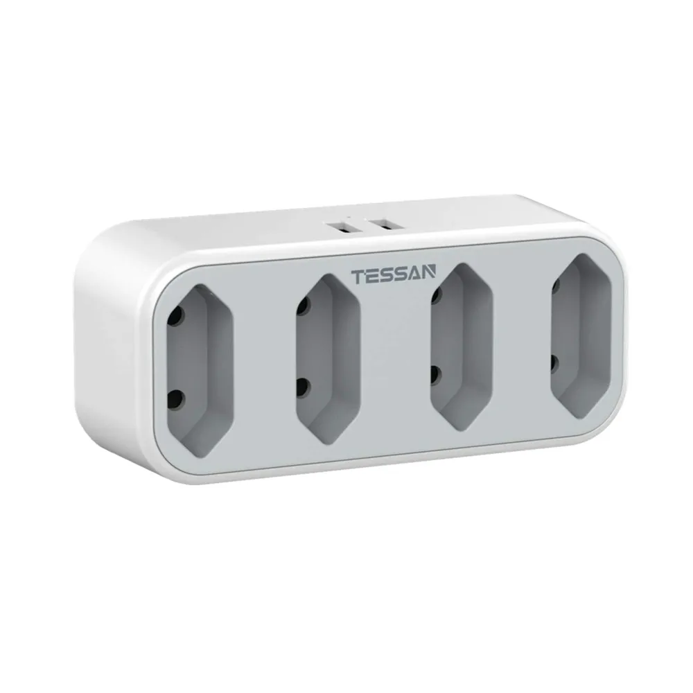 

TESSAN EU Plug Wall Sockets Power Strip with 2 USB Ports 4 EU Outlets Travel Adaptor Multi Outlet Expander for Home Office