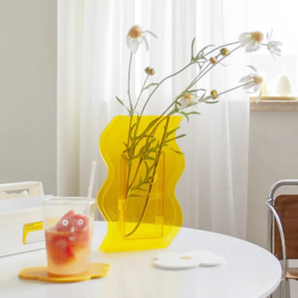 

10 Style Color Acrylic Vases Floral Container Rainbow Color Shop Design Vases Party Home Office Wedding Decoration
