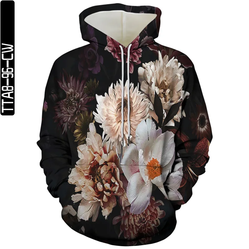 

Hot new men's and women's hoodies 3D printing flower elements men's hoodies men's long-sleeved pullovers casual tops sweatshirts