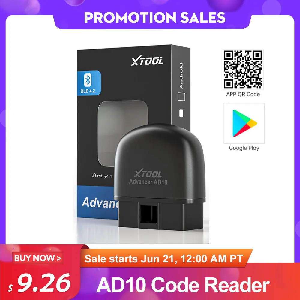 XTOOL AD10 OBD2 диагностический сканер EOBD Bluetooth ELM327 считыватель кодов работает с iOS/Android