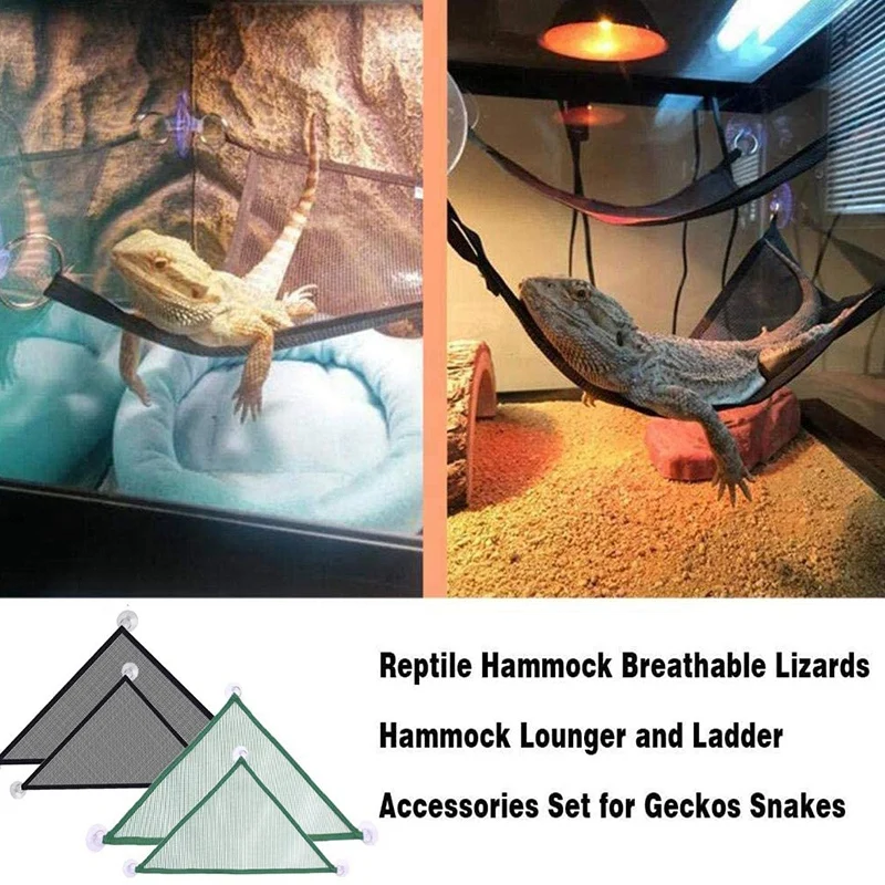 

4 Pieces of Bearded Dragon Lizard Hammock, Reptile Hammock Lounge Chair Ladder Lizard, Gecko, Snake Roost and Play