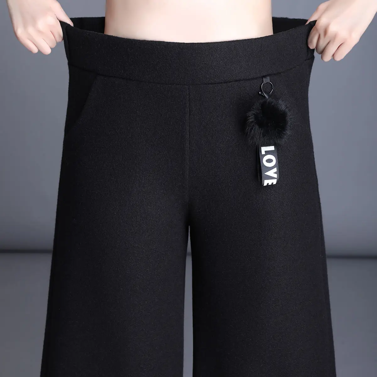 Женские шерстяные брюки с высокой эластичной талией повседневные Прямые