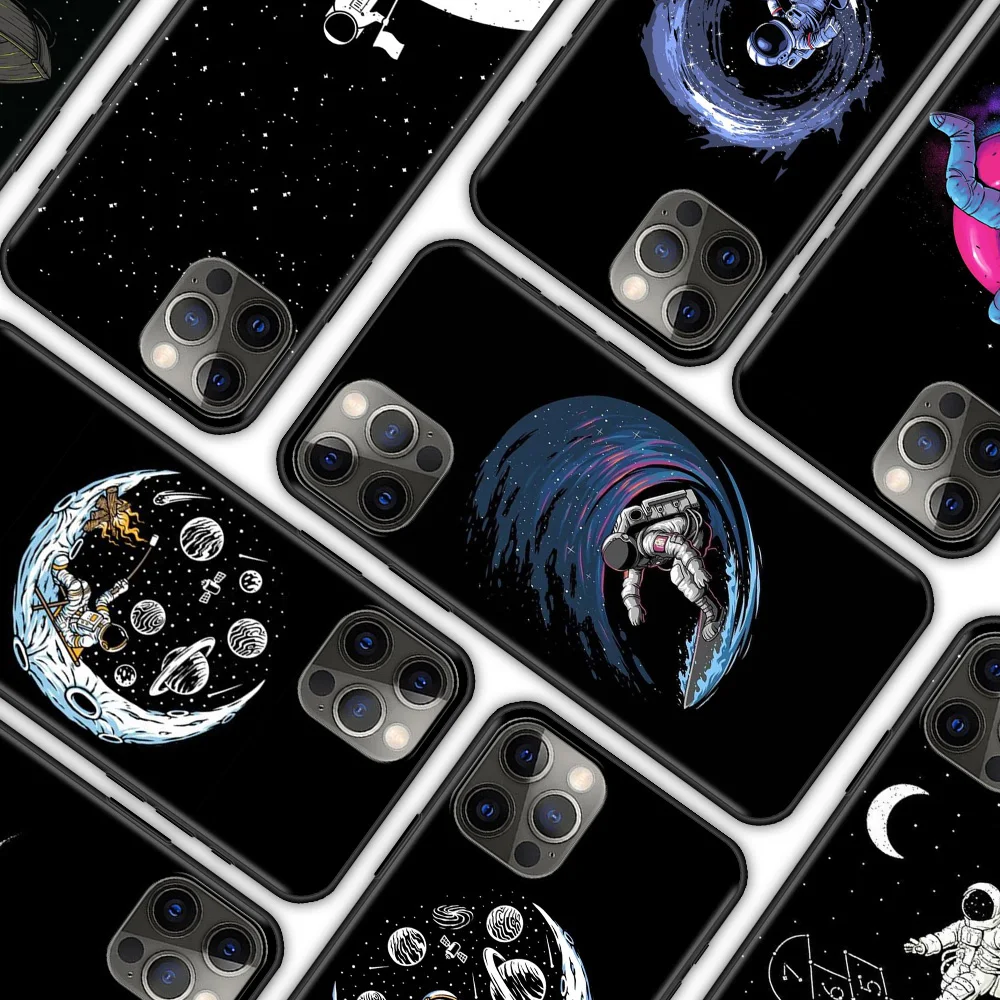 

Space Moon Creative Phone Case for iphone 13 11 7 XR 12 Pro Max X 6S 12 Mini XS 5 6 7 8 Plus 5S SE Soft Silicone Cover Bag