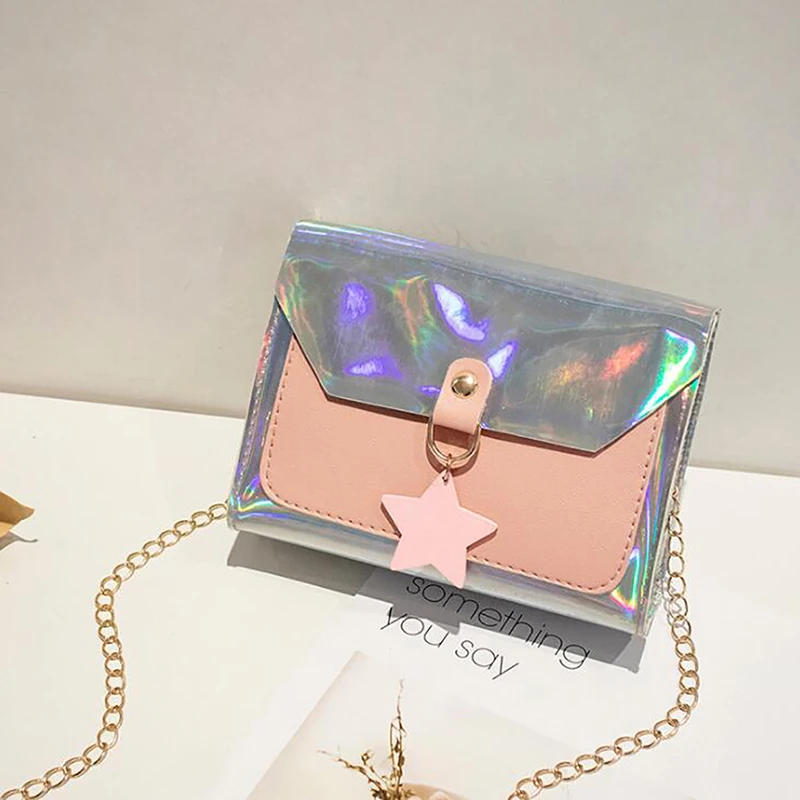

Chain Strap Handbags Transparent Laser Shoulder Bags for Women Fashion Flap Pocket Crossbody Bags Waterproof Summer Bag