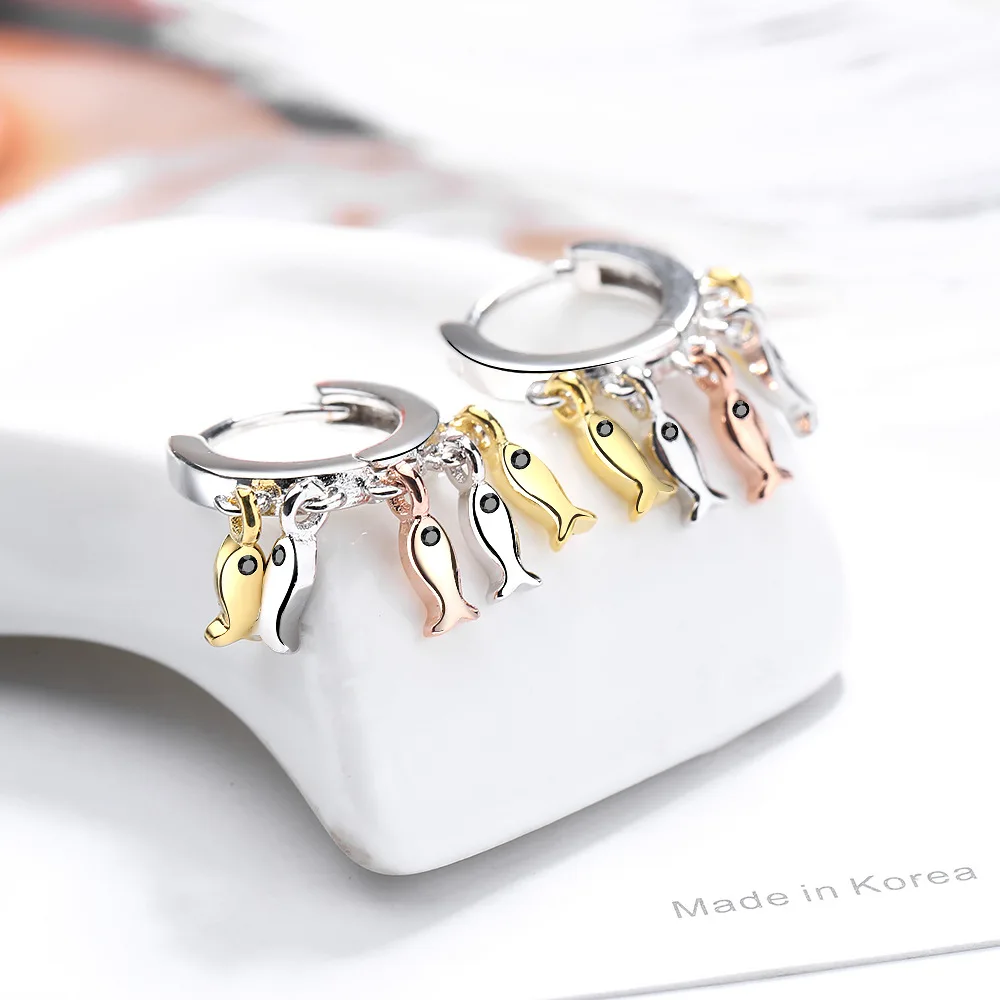Женские маленькие серьги кольца SIPENGJEL простые в Корейском стиле с милой рыбкой