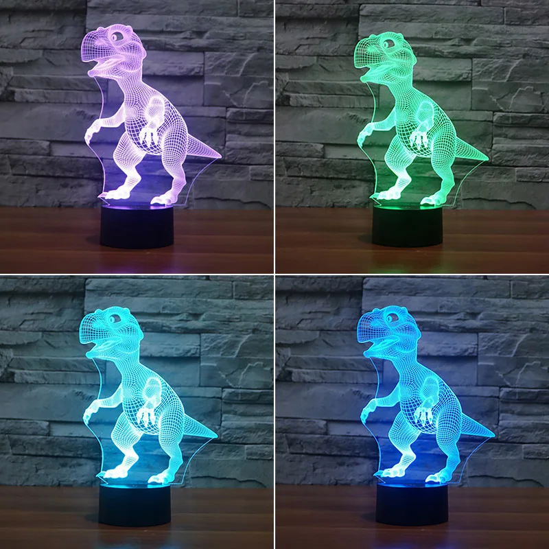 

Настольный светильник с сенсорным выключателем, 3D ночсветильник s Dragon 7, Красочный светодиодный акриловый ночник с USB, иллюзия, динозавры, но...