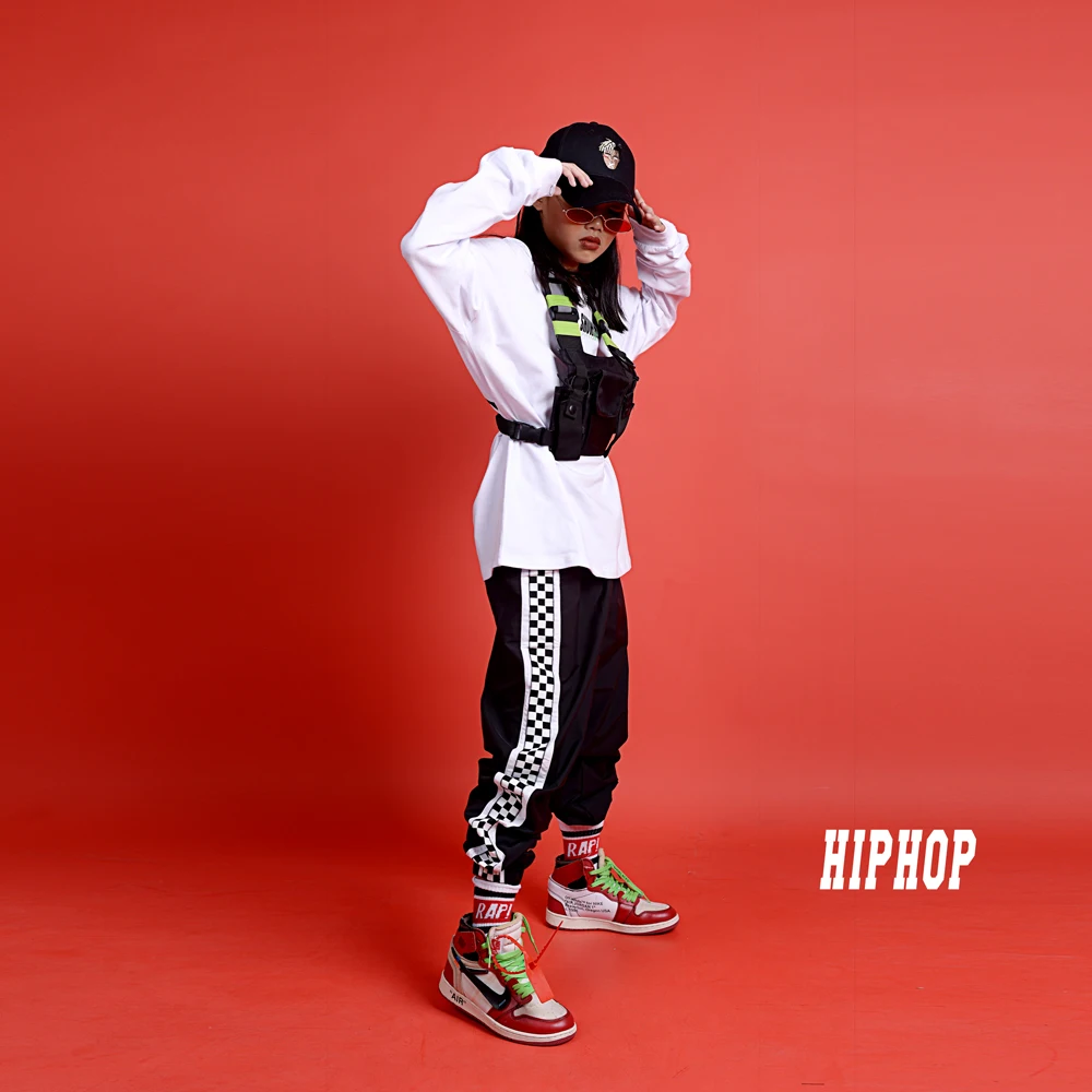 Детские танцевальные костюмы в стиле хип-хоп комплект уличных танцев для девочек