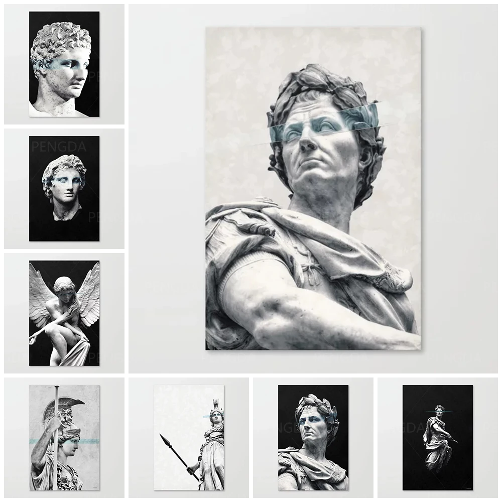 

Wall Art Canvas Home Decor Black White Painting HD Print Alexander Great Posters Statue Cuadros Modular Pictures For Living Room