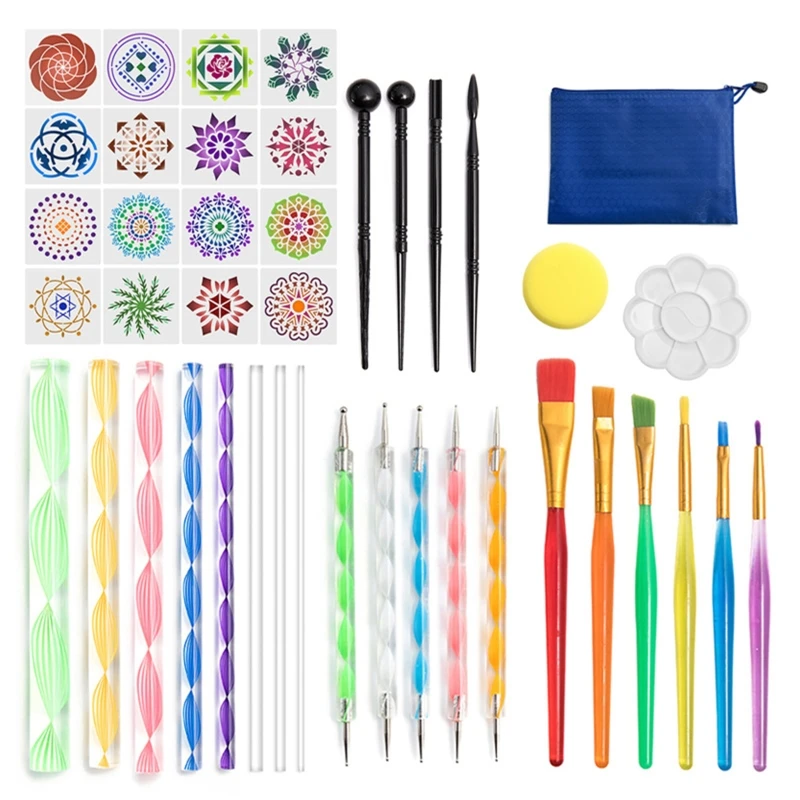 

42pcs Mandala Dotting Pen Tools Set for Painting Rock Stone Acrylic Stick Stenci 1XCE