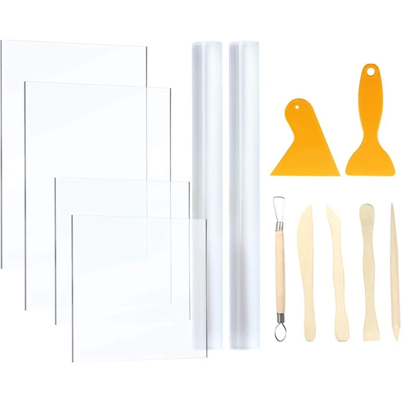 

Ролики из акриловой глины 2 шт. с подложкой из 4 акриловых листов, набор инструментов для рукоделия «сделай сам», для формирования и скульпту...