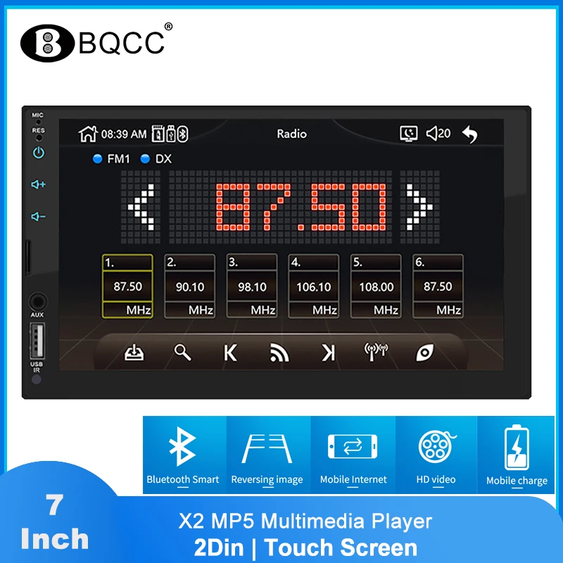 

X2 7'' Full Screen Car Radio MP5 Player Bluetooth USB FM Audio player stereo HD Video Play Reverse Camera