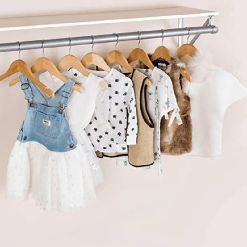 

Wooden Children's/Children's Hangers (10 Pack) Smooth and Durable Wooden Baby/Parenting Hangers-12.5 Inch-Space Saving, 360 Ho