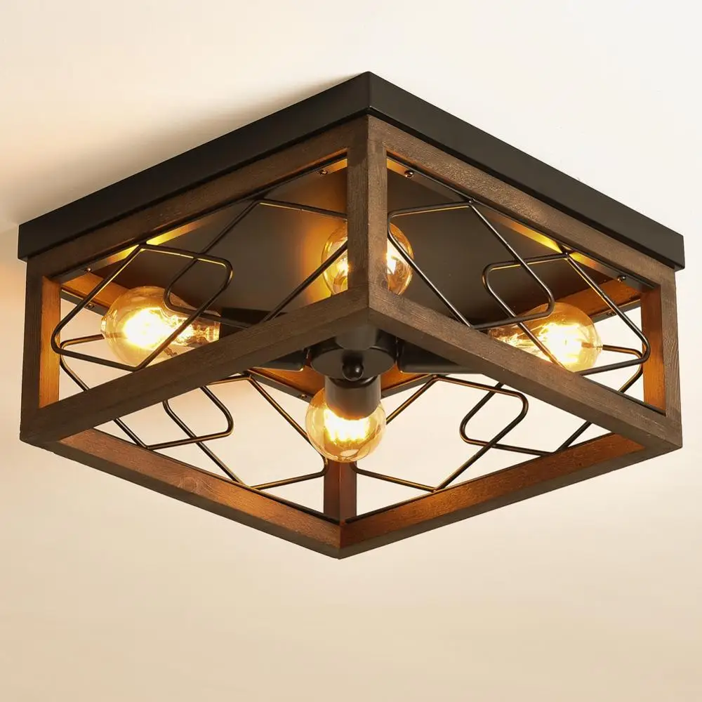 LukLoy потолочный светильник для гостиной кухни ретро квадратный винтажный