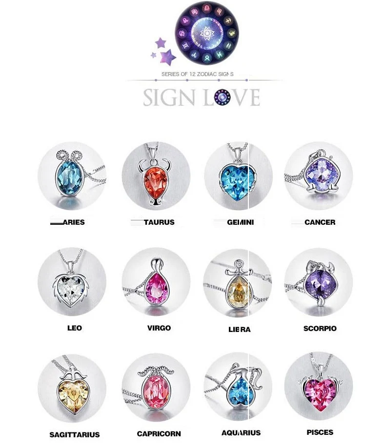 Новые кристаллы от Swarovski Классическая Подвеска на ожерелье 12 созвездий Длинный