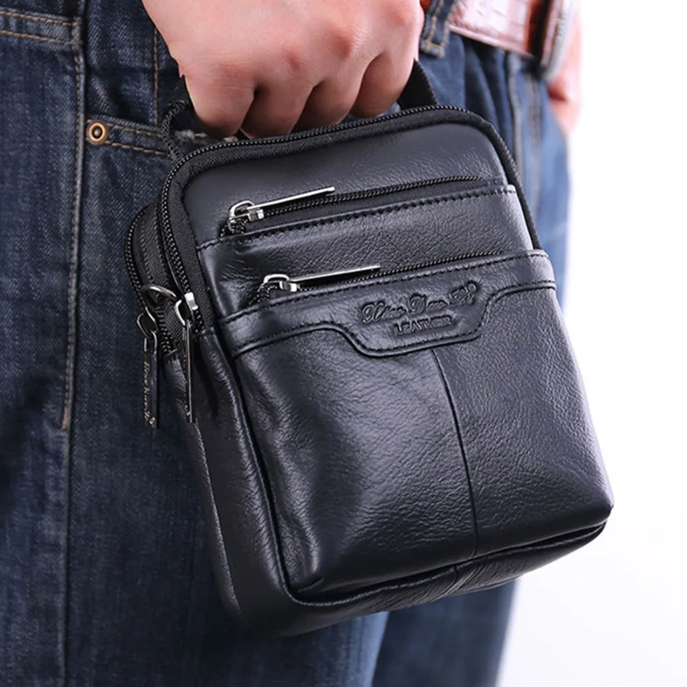Men Genuine Leather Belt Hip Bum Waist Fanny Purse Pack Pouch High Quality Small Business Shoulder Messenger Cross body Bag |