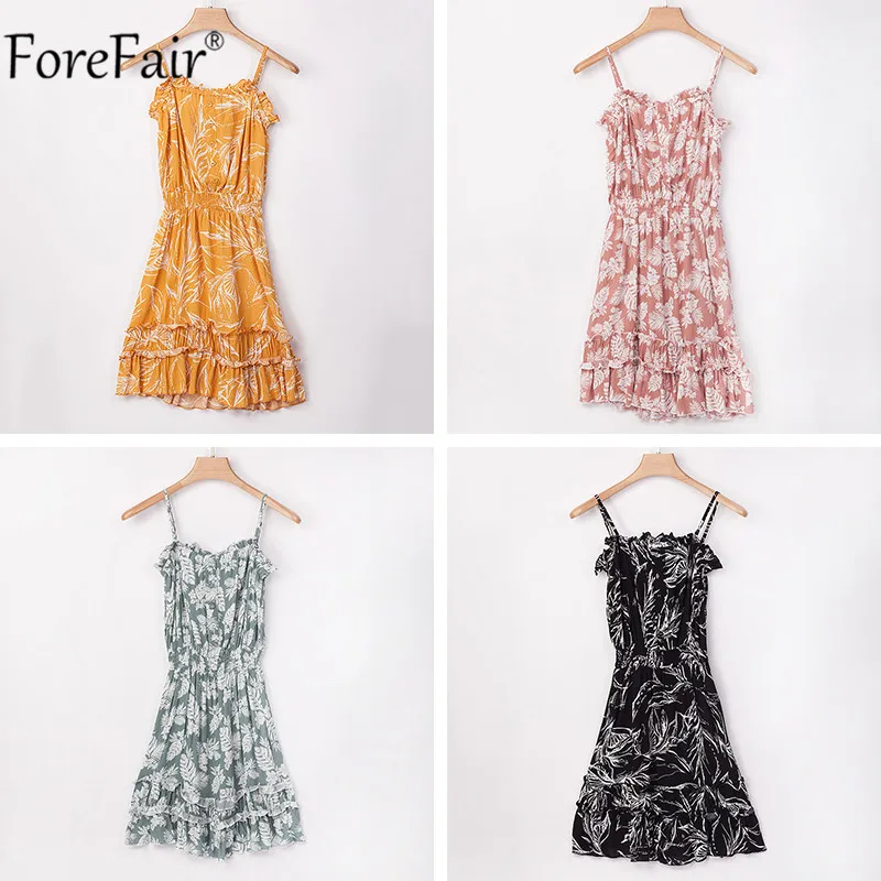 Платье Forefair женское с открытыми плечами и цветочным принтом Пляжное