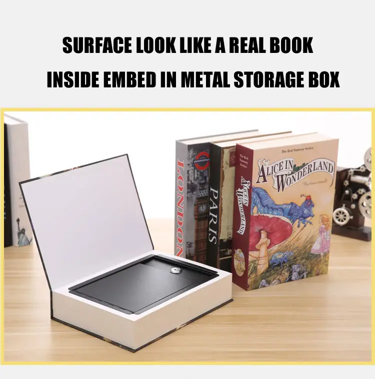 Livro Estilo Hidden Safe Box Senha Simulação Fechadura com Chave Combinada Caixa Secreta Casa Carro Dinheiro Jóias Cofres Telefônicos Viagem 7 Segurança e Proteção