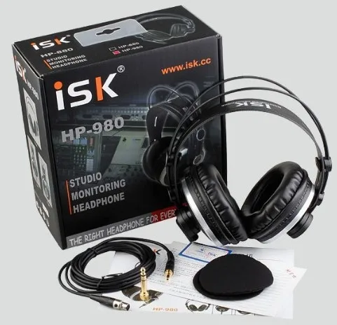 with original box Фирменные мониторные наушники, iSK hp-980, профессиональная студийная диджейская гарнитура, объемный стерео звук, наушники Hifi, наушники - Цвет: with original box