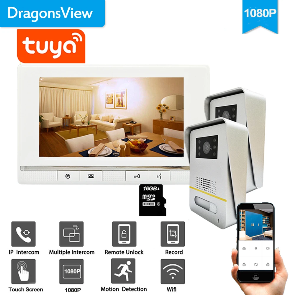 Dragonsview Новый 7-дюймовый беспроводной умный видеодомофон с Wi-Fi интерком для дома