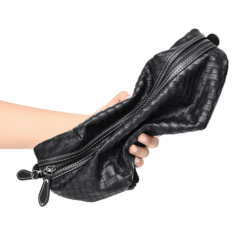 

Men Waist Bag Fashion Chest Bag 2020 New Style High Quality Woven PU Leather Multifunctional Sports Leisure Small Bag Black Grey