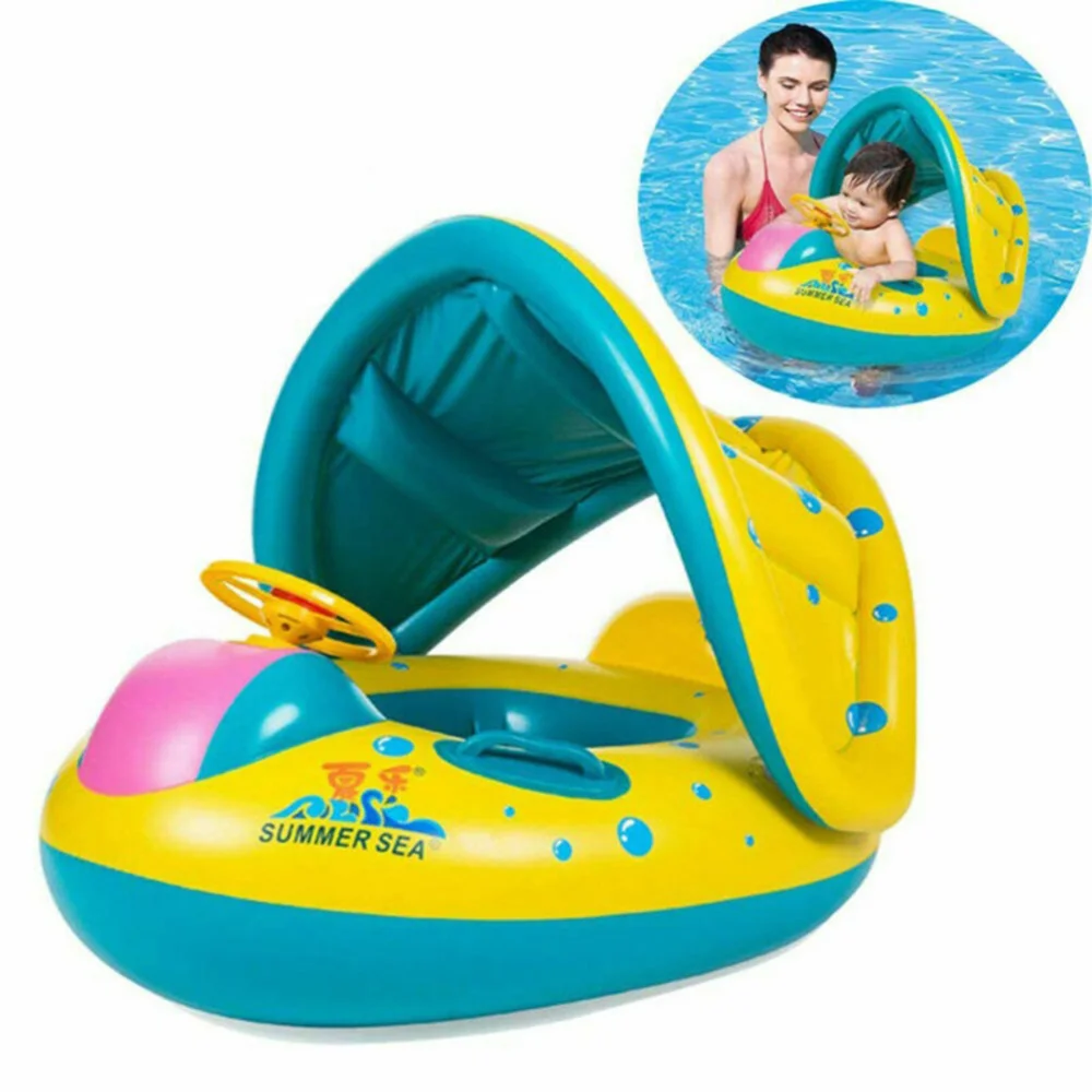 

Baby Children's Swimming Circle Inflatable Boat with Loudspeaker Sun Block Water