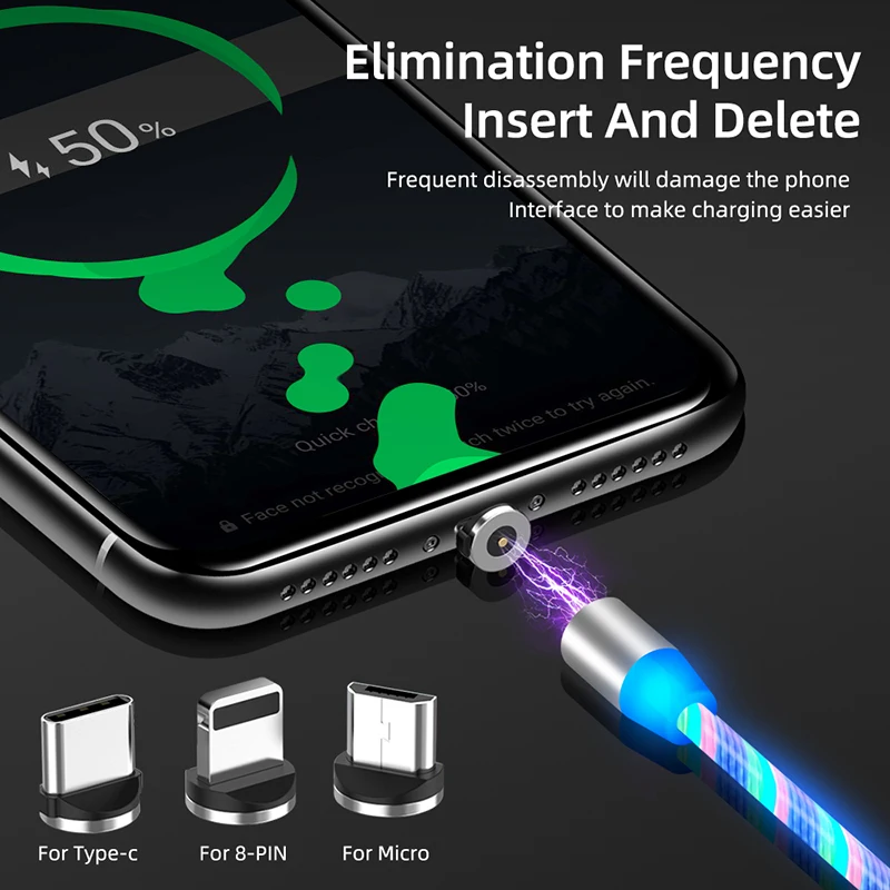 Магнитный кабель USB C Micro Charger Charging A to Type-C Lighting для Samsung HTC ZTE LG on.