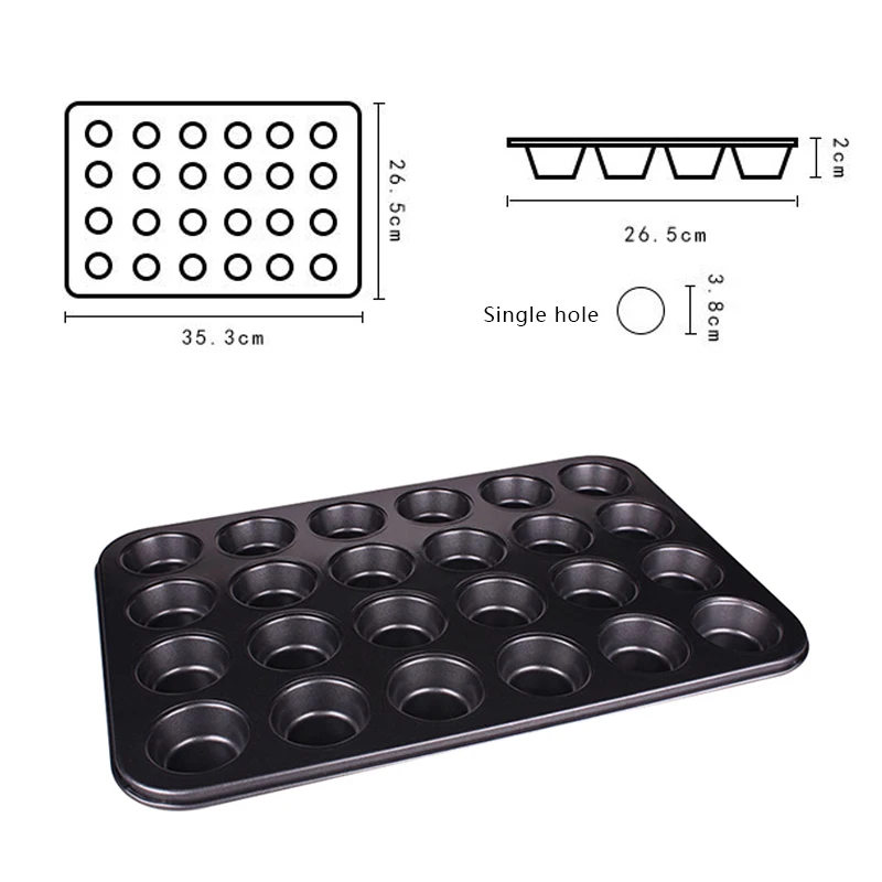 

24 Cups Cupcake Pan Muffin Tray Cupcake Mold Muffin Pan Carbon Steel Baking Pans Non Stick Bakeware Biscuit Pans Baking Mold
