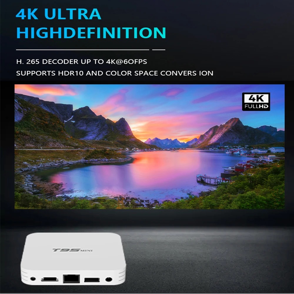 Приставка Смарт-ТВ T95 MINI H313 Android 10 Wi-Fi 2 4 ГГц HDR 4K + 16 Гб | Электроника
